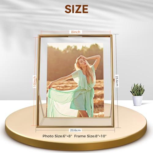 AhaGo Gold Floating Frame, 8×10 inches, Vertical, For Picture 7x9, 6x8, 5x7, Tabletop Photo Frames, Classy Gift For Thanksgiving, Birthday or Wedding - Image 2