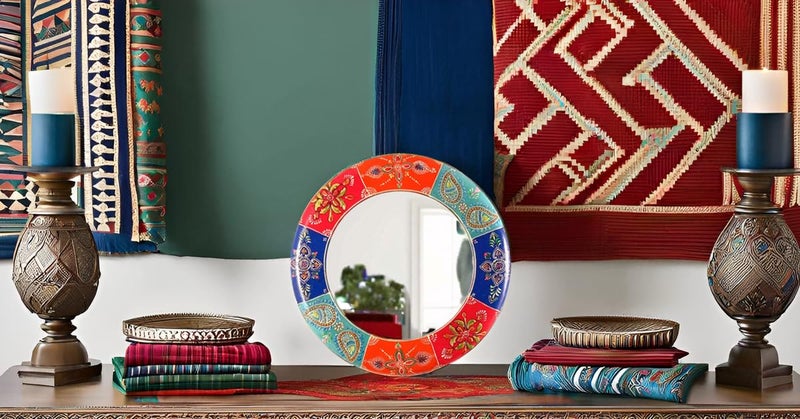 AntarYuga Wooden Handpainted Round MirrorRajasthani Decor Decorative Wall ArtSculpture for Home Living RoomBedroomOffice 18 X 18 Inch AYMI010 - Image 4
