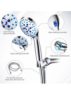 AquaBliss High Pressure Handheld Shower Head 7 Modes With Shower Head Holder, Adjustable Shower Head With 1.5m Hose  - Image 4