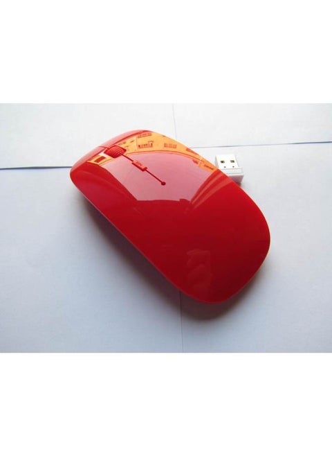 Ultra-thin Fashionable Bluetooth Wireless Optical Mouse 2.4g For Laptop Computer Digital Computer/optical Mouse/optical Mouse-Color:2.4g Red, With Receiver