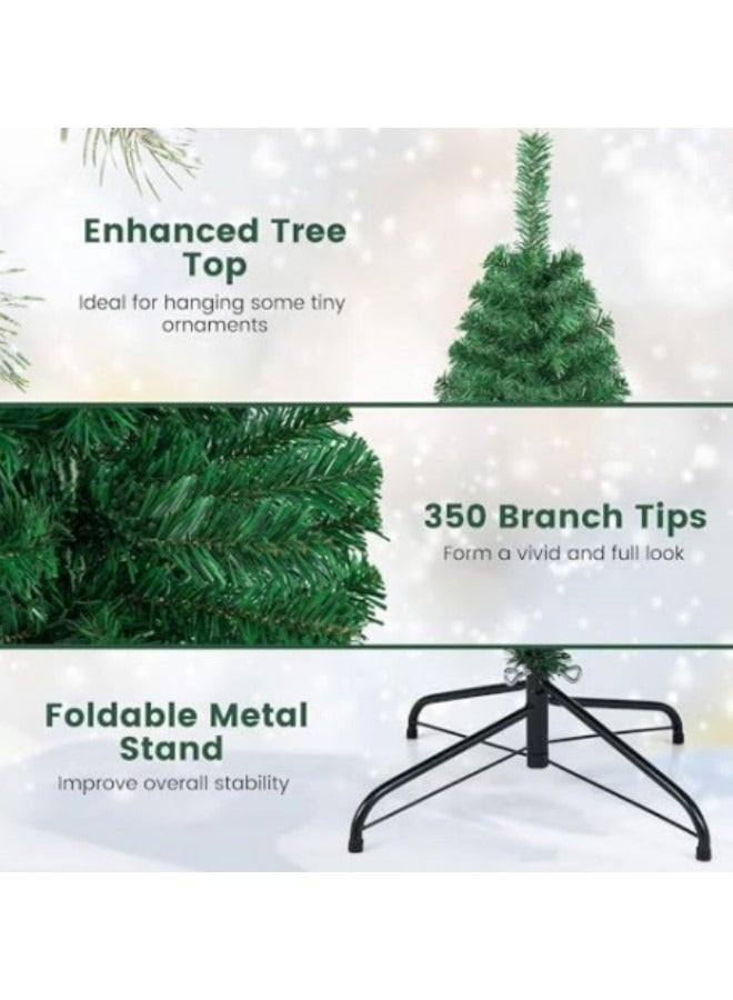 GGEROU 1.8M/6ft Artificial Tree, Spruce Artificial Holiday Pine Tree with 800 PVC Branch Tips, Metal Stand, Hinged Structure, Easy Assembly - Image 3