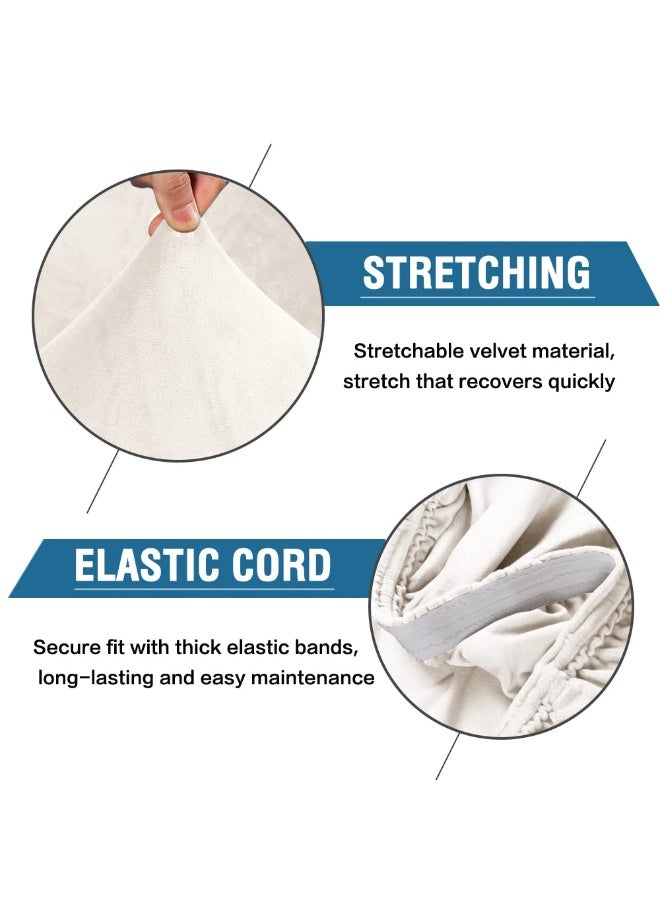 H.VERSAILTEX Dining Chair Covers Velvet Stretch Chair Covers for Dining Room Set of 4 Parson Chair Slipcovers Chair Protectors Covers Dining, Soft Thick Solid Velvet Fabric Washable, Ivory - Image 2