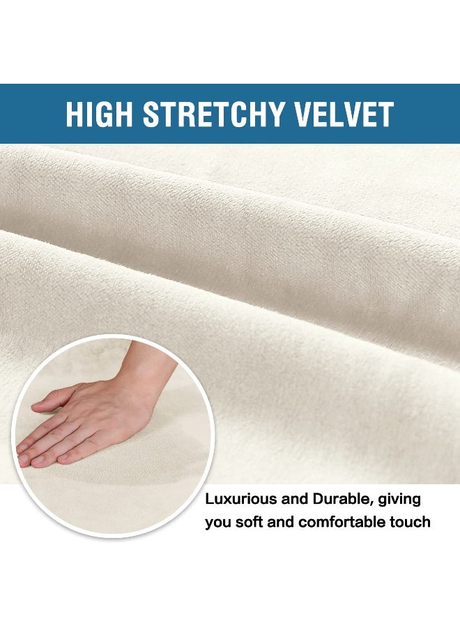 H.VERSAILTEX Dining Chair Covers Velvet Stretch Chair Covers for Dining Room Set of 4 Parson Chair Slipcovers Chair Protectors Covers Dining, Soft Thick Solid Velvet Fabric Washable, Ivory - Image 3