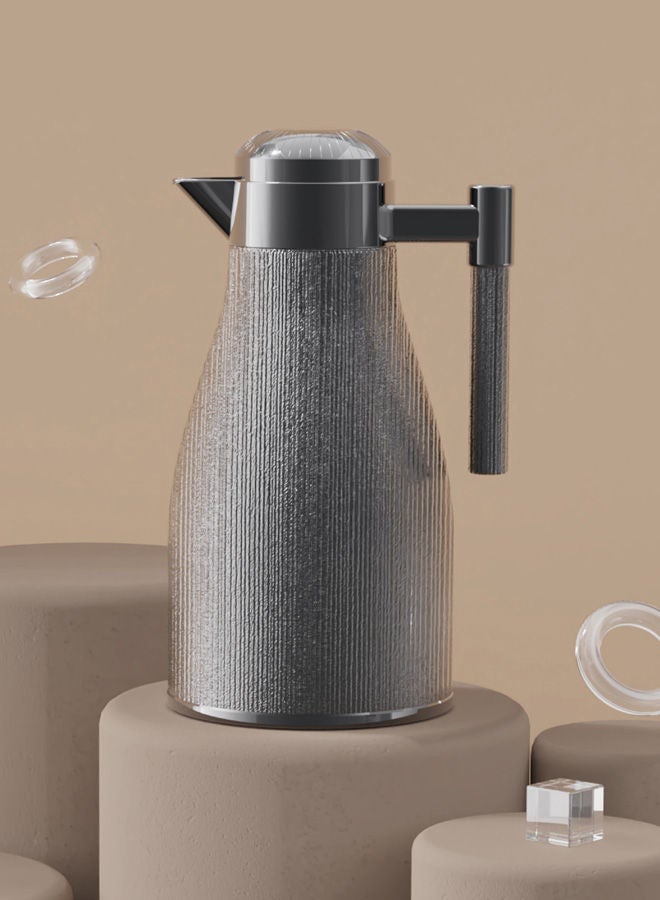 GAZELLA Tea/Coffee Flask Metallic Grey 1 Liter, Borosilicate Glass Inside - Image 2