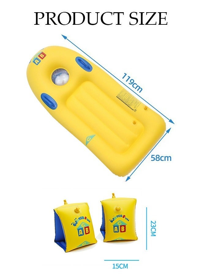 DUNISO Inflatable Surf Boards Swimming Arm Band Set for Kids, Lightweight Inflatable Boogie Boards, Bodyboard Beach Float with Handles Portable, Surfboard Soft Body Boards for Beach Toys - Image 2