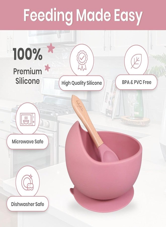 LeafLoom Baby Feeding Set, 1 Pack Baby Bowls with Suction and 1 Pack Baby Spoons for Babies Toddlers Kids, BPA Free, Baby Utensils Feeding Supplies, Microwave and Dishwasher Safe (Pink 1 Set) - Image 3