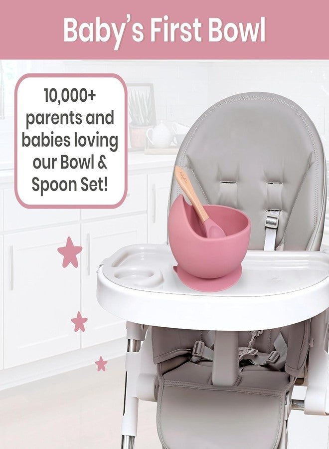 LeafLoom Baby Feeding Set, 1 Pack Baby Bowls with Suction and 1 Pack Baby Spoons for Babies Toddlers Kids, BPA Free, Baby Utensils Feeding Supplies, Microwave and Dishwasher Safe (Pink 1 Set) - Image 2