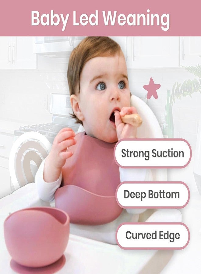 LeafLoom Baby Feeding Set, 1 Pack Baby Bowls with Suction and 1 Pack Baby Spoons for Babies Toddlers Kids, BPA Free, Baby Utensils Feeding Supplies, Microwave and Dishwasher Safe (Pink 1 Set) - Image 4