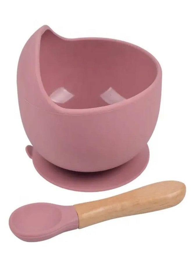 LeafLoom Baby Feeding Set, 1 Pack Baby Bowls with Suction and 1 Pack Baby Spoons for Babies Toddlers Kids, BPA Free, Baby Utensils Feeding Supplies, Microwave and Dishwasher Safe (Pink 1 Set) - Image 1