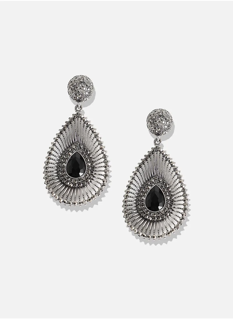 SOHI Stone Lined Teardrop Drop Earrings