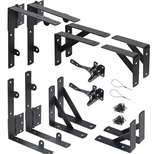 WEKIS 2 Sets Anti Sag Gate Kit Heavy Duty No Sag Kit Gate Corner Brace Bracket for Wooden Fence Gate with Self-Locking Gate Latch - Image 1