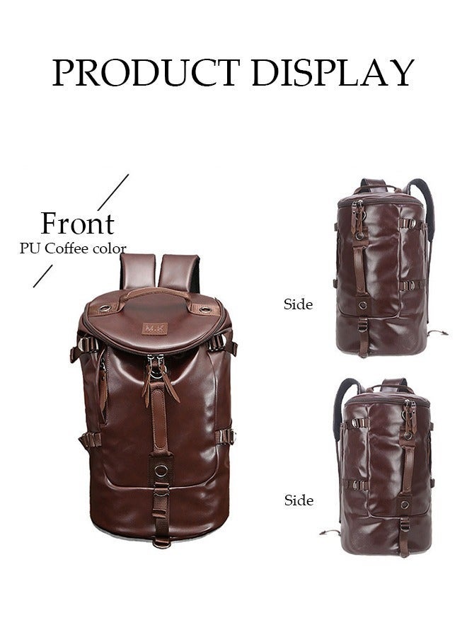 DUNISO Zipper Closure Duffel Backpacks Korean Style Men's Backpacks Trendy Sstudent Sports Backpacks Backpacks For Outdoor Travel 28*28*48 cm (Brown) - Image 2