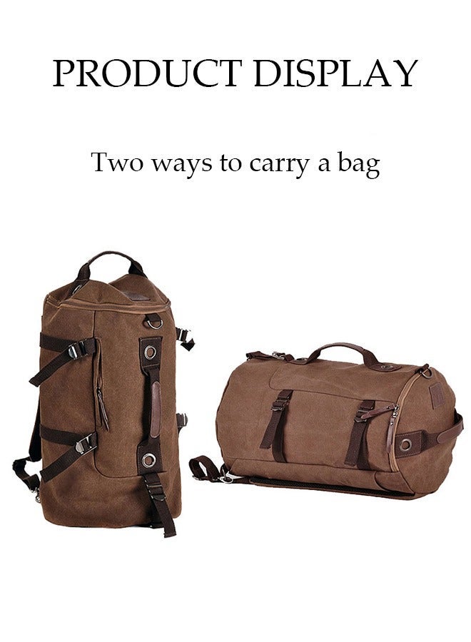 DUNISO Zipper Closure Duffel Backpacks Korean Style Men's Backpacks Trendy Sstudent Sports Backpacks Backpacks For Outdoor Travel 28*28*48 cm (Brown) - Image 4