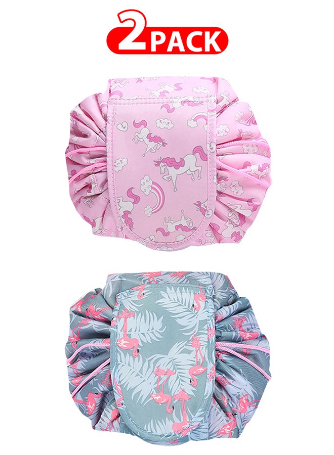 MARGOUN 2 Pack Drawstring Lazy Cosmetic Travel Bag Women Makeup Bag for Travel and Household to Storing Cosmetics - Image 1