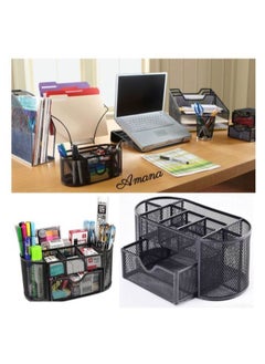 Desk Organizer Mesh Desktop Sundries Badge Holder Storage Box - 1Pc - (13x10.5x22cm)