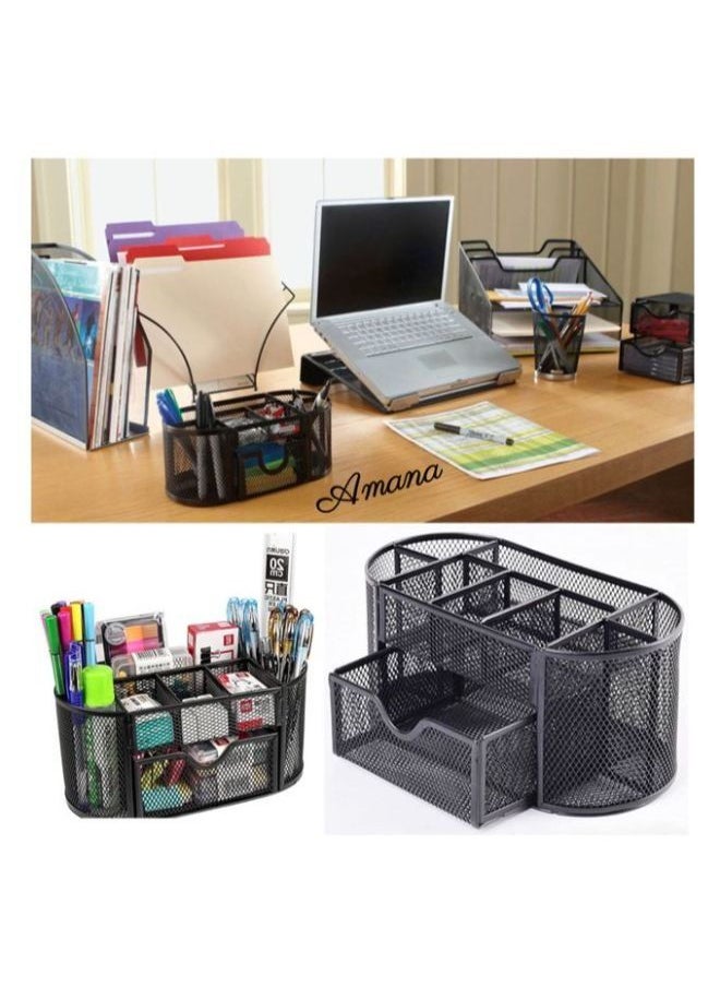 Generic - Desk Organizer Mesh Desktop Sundries Badge Holder Storage Box - 1Pc - (13x10.5x22cm) - Image 1