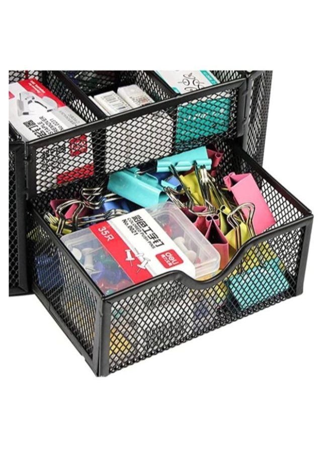 Generic - Desk Organizer Mesh Desktop Sundries Badge Holder Storage Box - 1Pc - (13x10.5x22cm) - Image 1