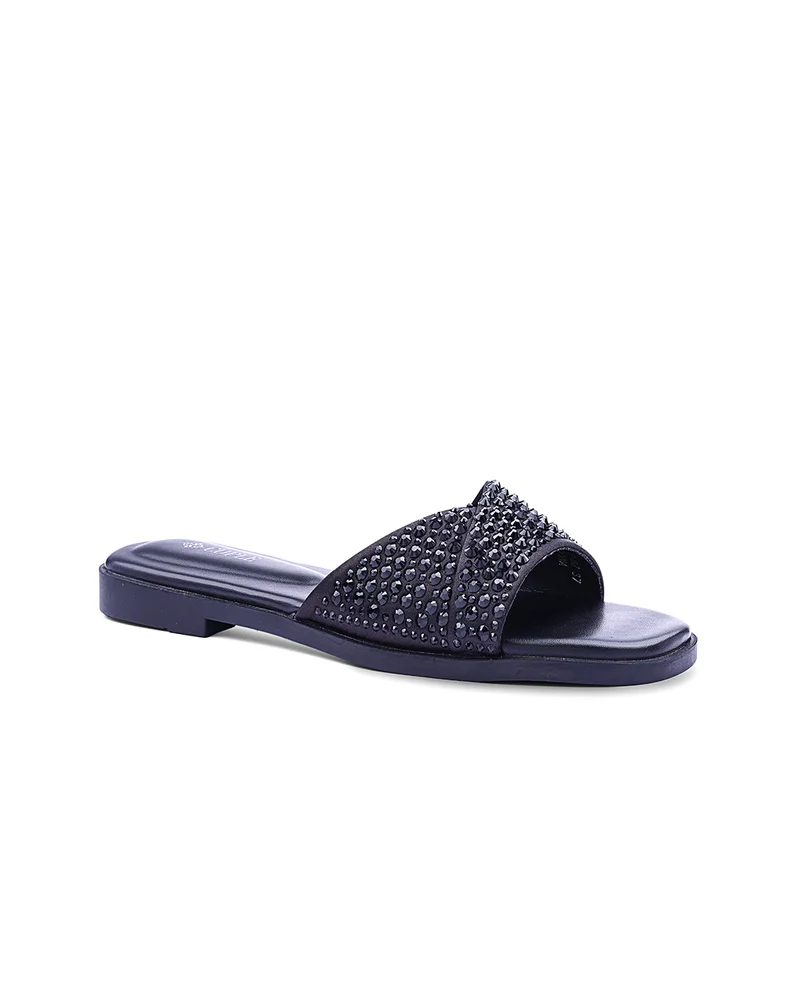 Cuple Womens cross-strap rhinestone flat sandals