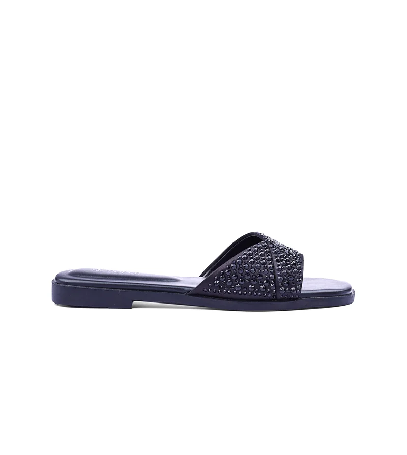 Cuple Womens cross-strap rhinestone flat sandals