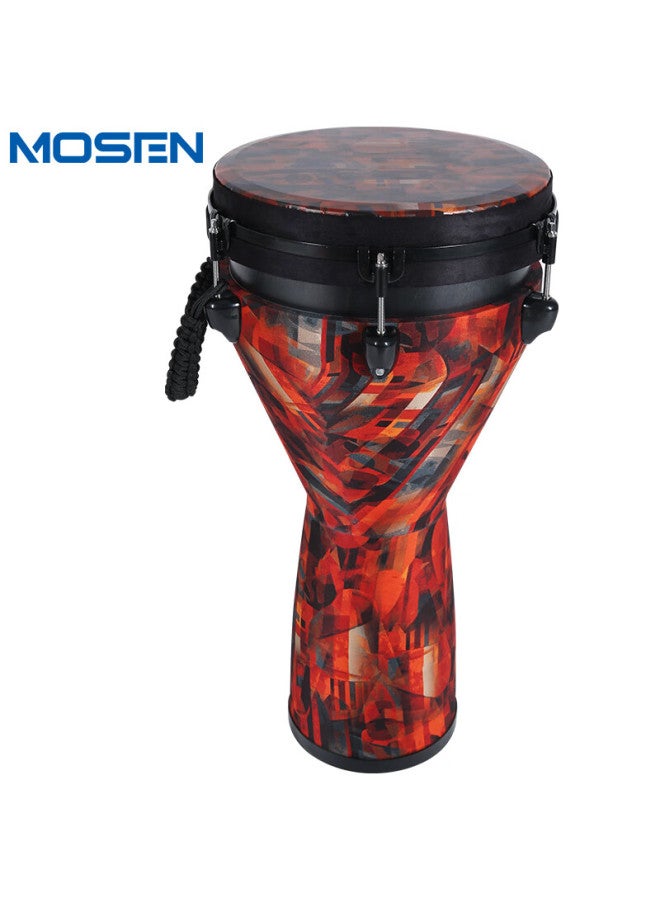 Mosen 12-inch Professional African Drum, Carbon Fiber Material Lijiang Hand Drum, Tunable And Stylish, Magnificent Red
