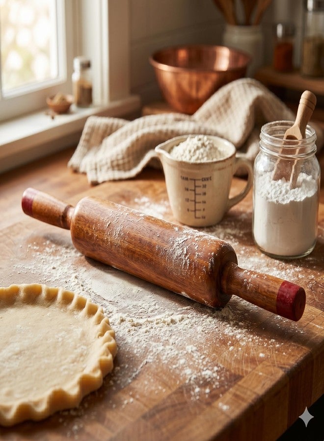 Aavya Fiber Wooden Belan for Kitchen | Premium Solid Wood Roti Rolling Pin | 15 * 1.80 Inches | No Chemical Polish | Handcrafted in India - Image 5