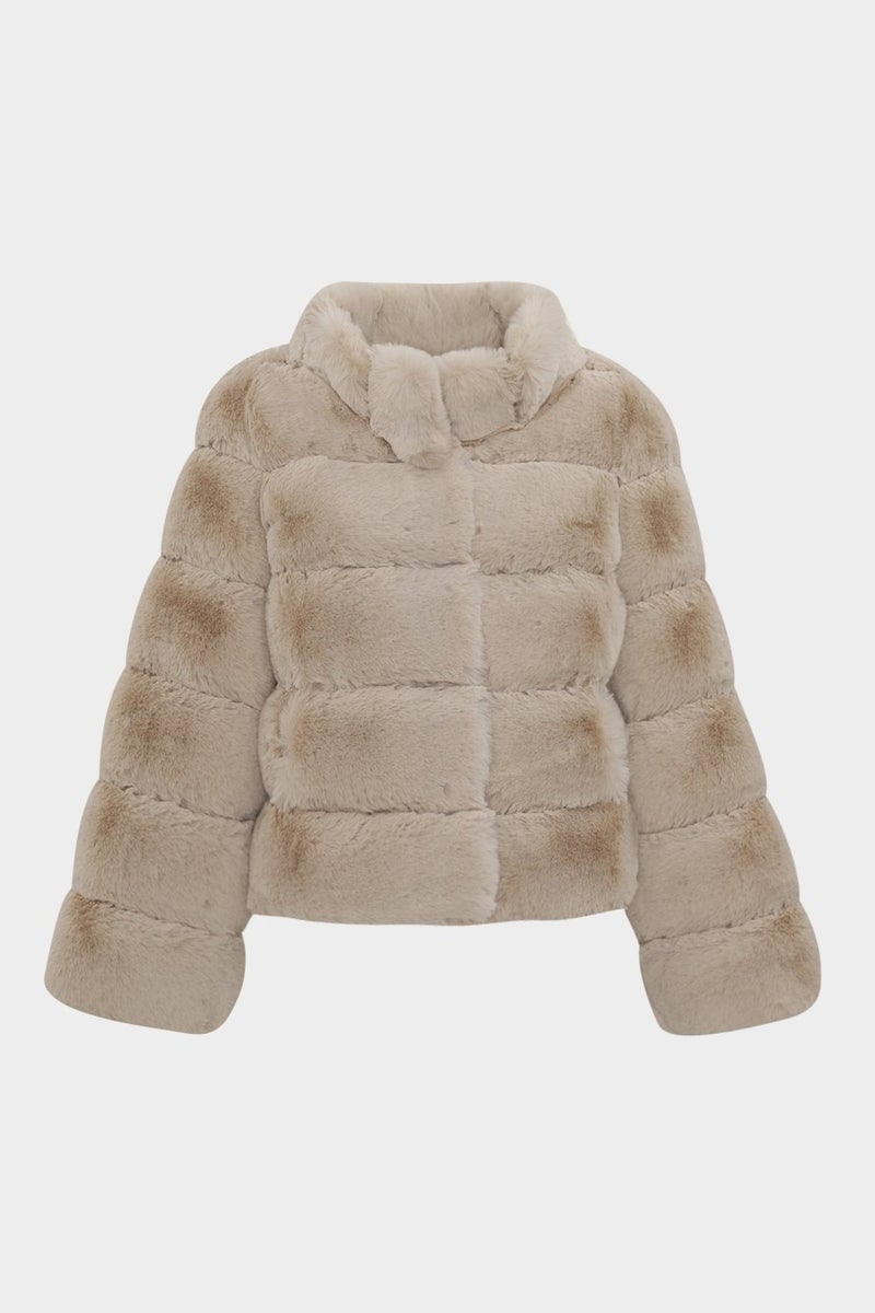 Açelya Okcu AÇELYAOKCU Premium Stand Collar Women's Rex Faux Fur Jacket  - Image 1
