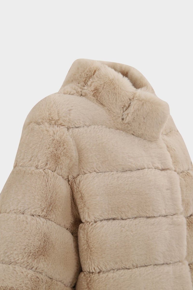 Açelya Okcu AÇELYAOKCU Premium Stand Collar Women's Rex Faux Fur Jacket  - Image 3