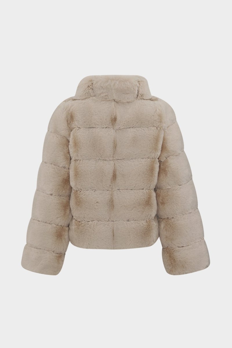 Açelya Okcu AÇELYAOKCU Premium Stand Collar Women's Rex Faux Fur Jacket  - Image 2