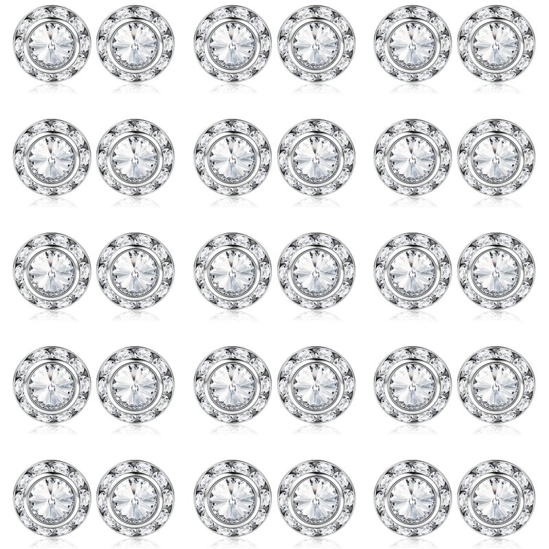 SAILIMUE 15Pairs Rhinestone Earrings For Women Dance Competition Performance Ballet Stud Earrings Stainless Steel Round Acrylic Stone Inside Rhinestone Crystal Halo Dance Competition Earrings Set15mm - Image 1