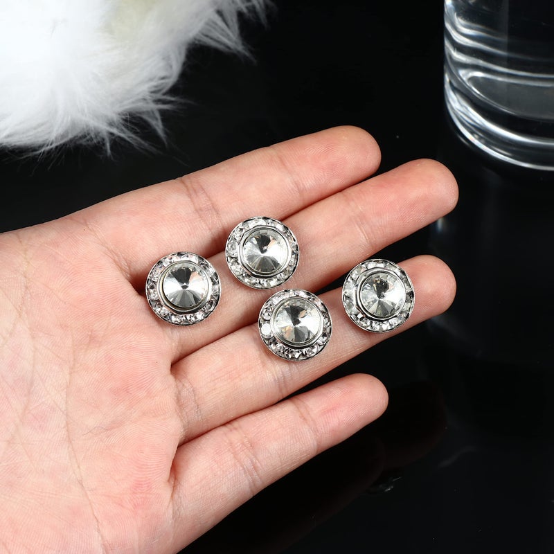 SAILIMUE 15Pairs Rhinestone Earrings For Women Dance Competition Performance Ballet Stud Earrings Stainless Steel Round Acrylic Stone Inside Rhinestone Crystal Halo Dance Competition Earrings Set15mm - Image 5