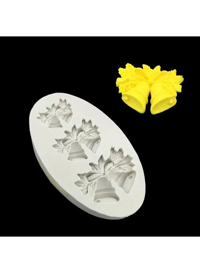 Beige 3 Piece Christmas Bell Silicone Cake Mold Set Food Grade Flexible Fondant Decor - Image 2