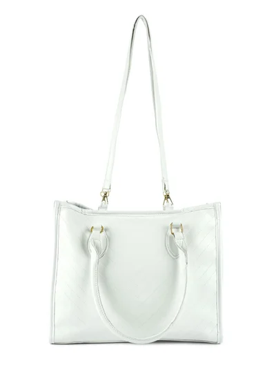 London Rag White Chevron Pattern Tote Bag