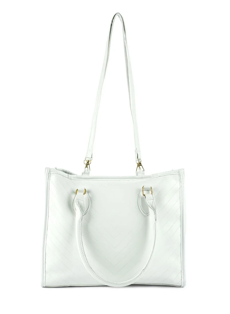 London Rag White Chevron Pattern Tote Bag