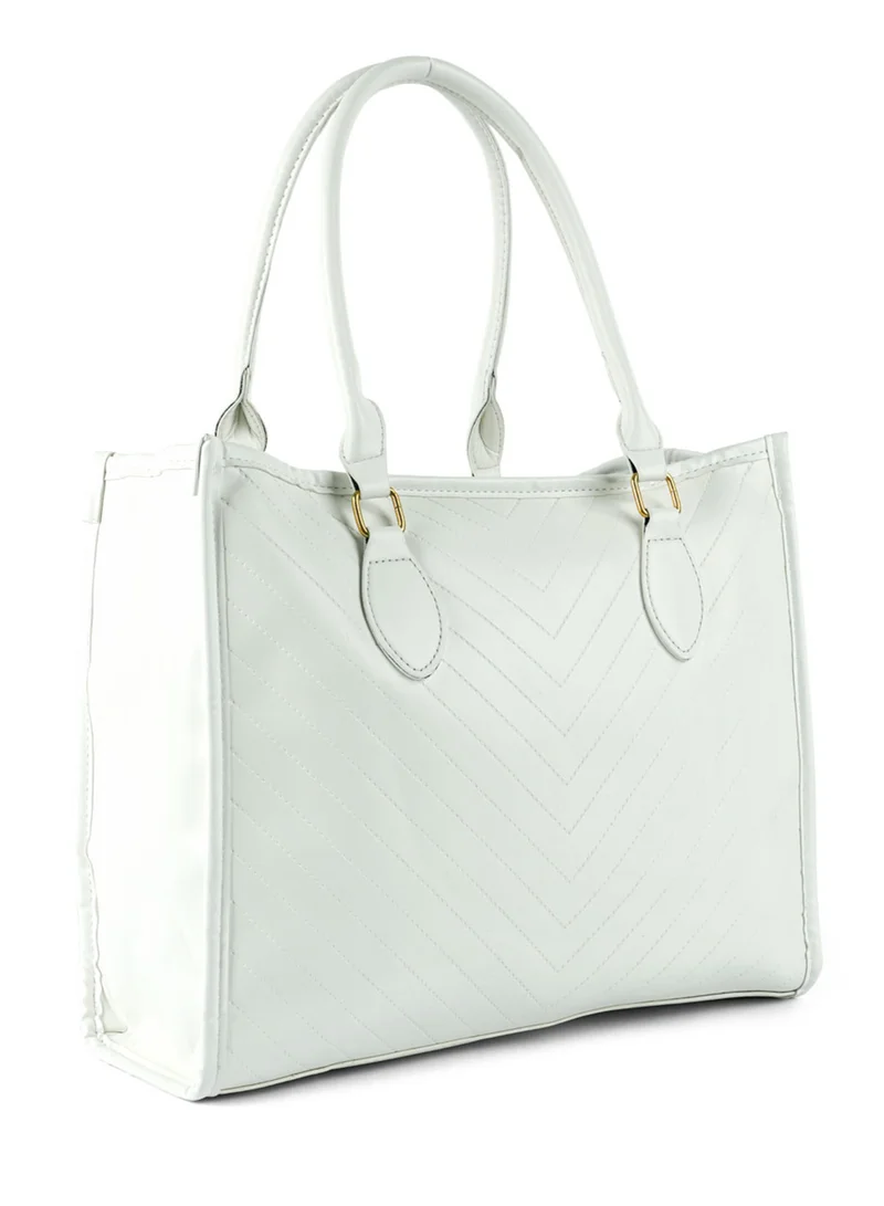 London Rag White Chevron Pattern Tote Bag