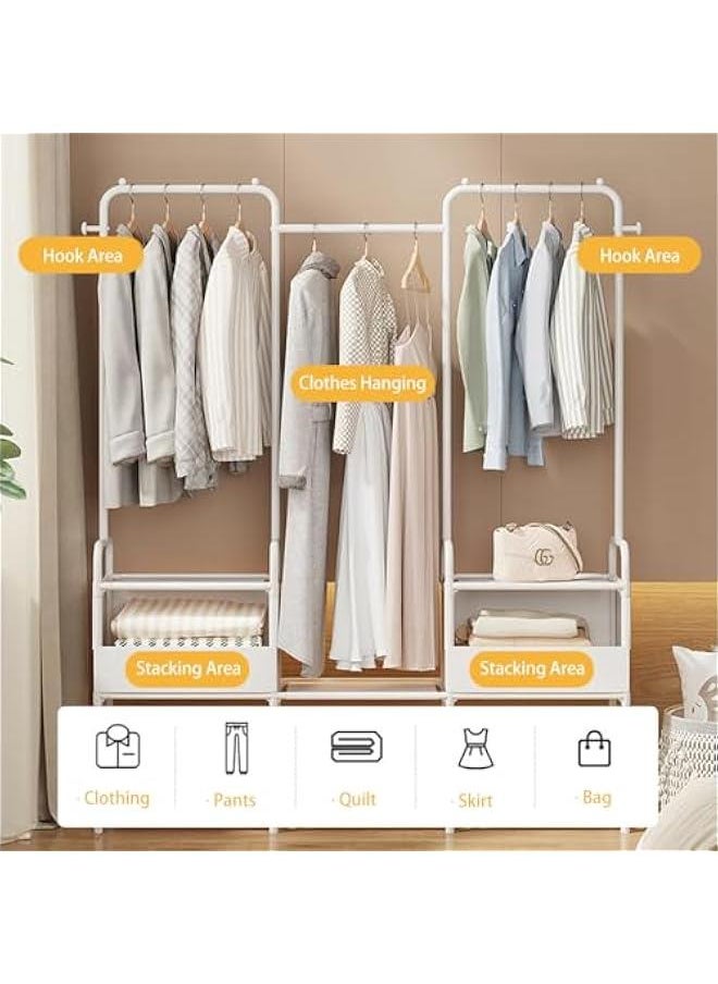 HOOKOR - Clothes Rack, Clothing Rack with Storage Bag, Garment Rack, Non-woven Shelves for Shoes, Clothes Rack for Bedroom, Hallway, Entryway (28-01) - Image 1