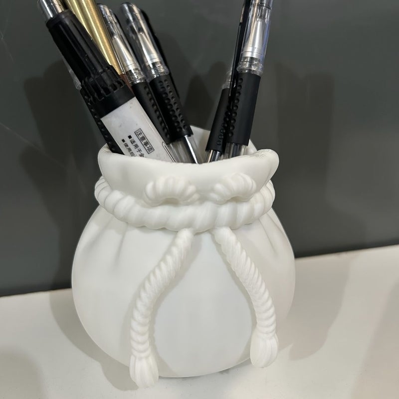Pink Bow-Shaped Pen Holder Desk Organizer Lightweight Minimalist Office - Image 3