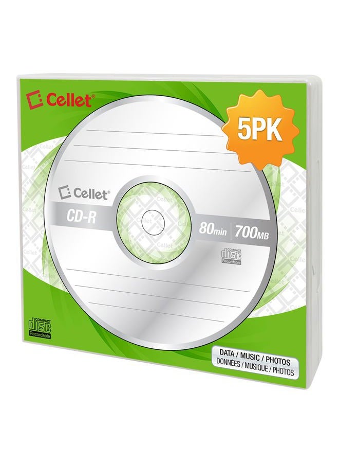 Cellet 5-Pack 700MB 80 Min for Data, Music, Photos - Image 1