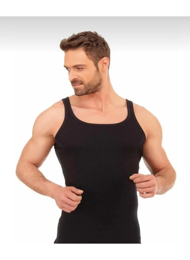 بيراك Men's Black 3-Piece Thin Strap Ribbed Camisole Undershirt 1044