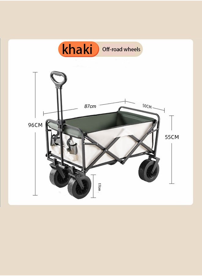 HaveDream Large Capacity Outdoor Camping Folding Trolley (Khaki Outside, Green Inside)  - Image 2