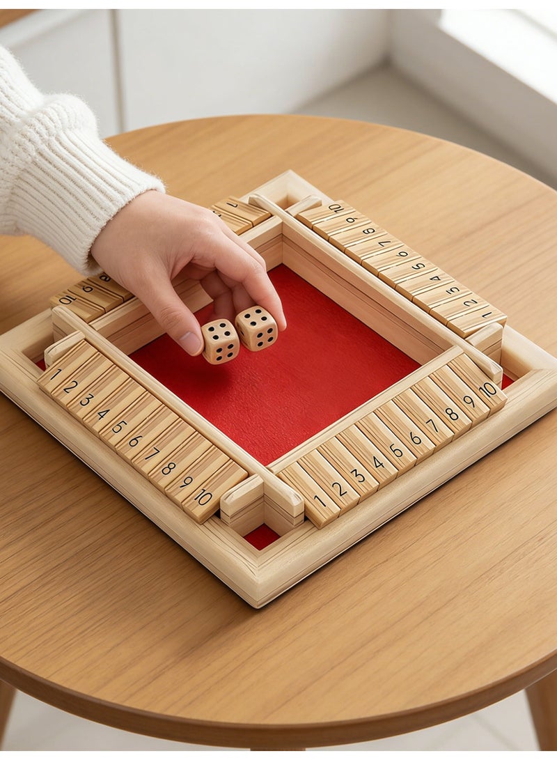 Wooden Shut The Box Dice Game, Family Board Game for Kids & Adults, Math Learning Toy, Number Counting Game, Educational Table Party Game - Image 1