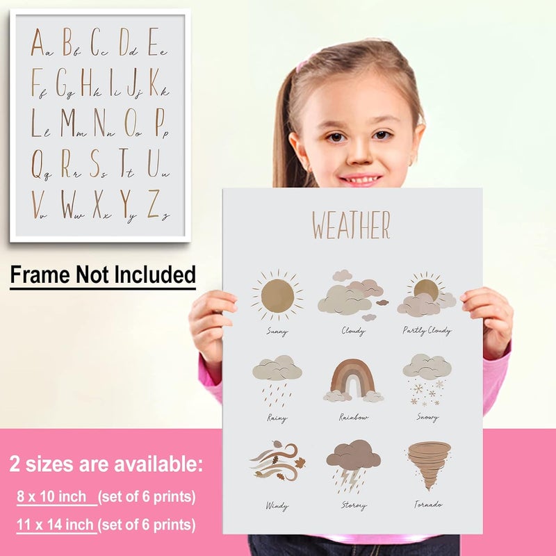 LIYAOLI Abc Wall Decor Boho Rainbow Nursery Decor Playroom Wall Decor 11 x 14 inch Set of 6 Unframed Art Prints - Image 4