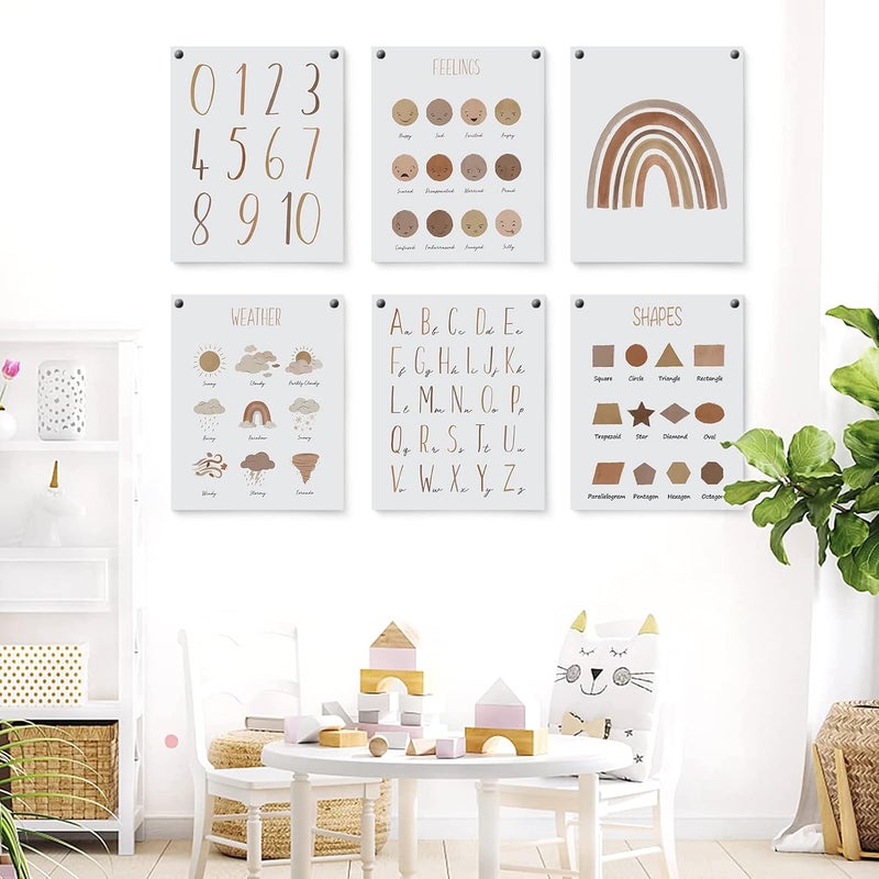 LIYAOLI Abc Wall Decor Boho Rainbow Nursery Decor Playroom Wall Decor 11 x 14 inch Set of 6 Unframed Art Prints - Image 3