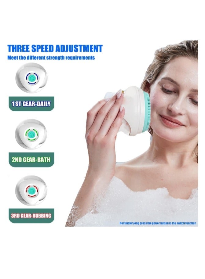 OASIS-TH Electric Body Bath Brush Rechargeable Back Brush Long Handle For Shower With 5 Spin Shower Facial Brush Head Waterproof Silicone Body Scrubber Exfoliating Deep Cleansing Brush For Women Men - Image 2