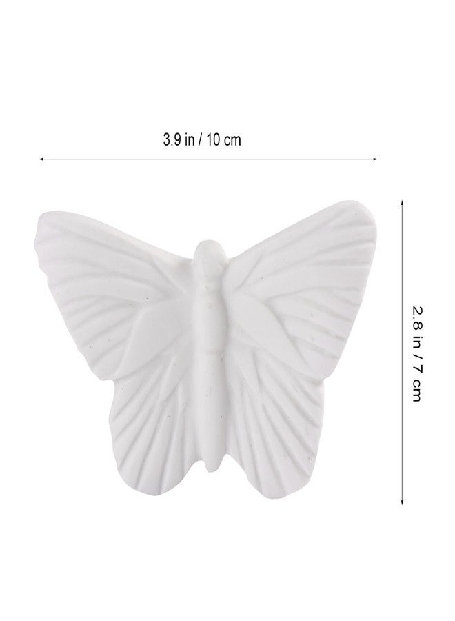 أموسفون مجموعة زينة جدارية من السيراميك على شكل فراشة من آموسفن، 3 قطع - منحوتة فراشة ثلاثية الأبعاد من البورسلين، زينة جدارية بيضاء بنمط نورديك - Image 2