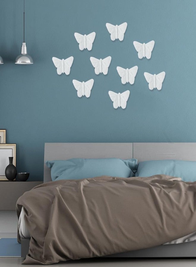 أموسفون مجموعة زينة جدارية من السيراميك على شكل فراشة من آموسفن، 3 قطع - منحوتة فراشة ثلاثية الأبعاد من البورسلين، زينة جدارية بيضاء بنمط نورديك - Image 5