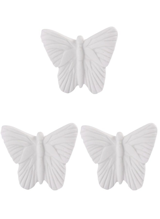 أموسفون مجموعة زينة جدارية من السيراميك على شكل فراشة من آموسفن، 3 قطع - منحوتة فراشة ثلاثية الأبعاد من البورسلين، زينة جدارية بيضاء بنمط نورديك - Image 1