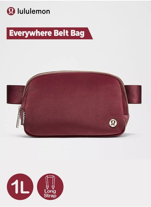 Everywhere Belt Bag, Compact, and Convenient Belly Bag with Zippered Pockets, Easy-Access Exterior Pocket, and Interior Essentials Pocket for On-the-Go Storage, Maroon
