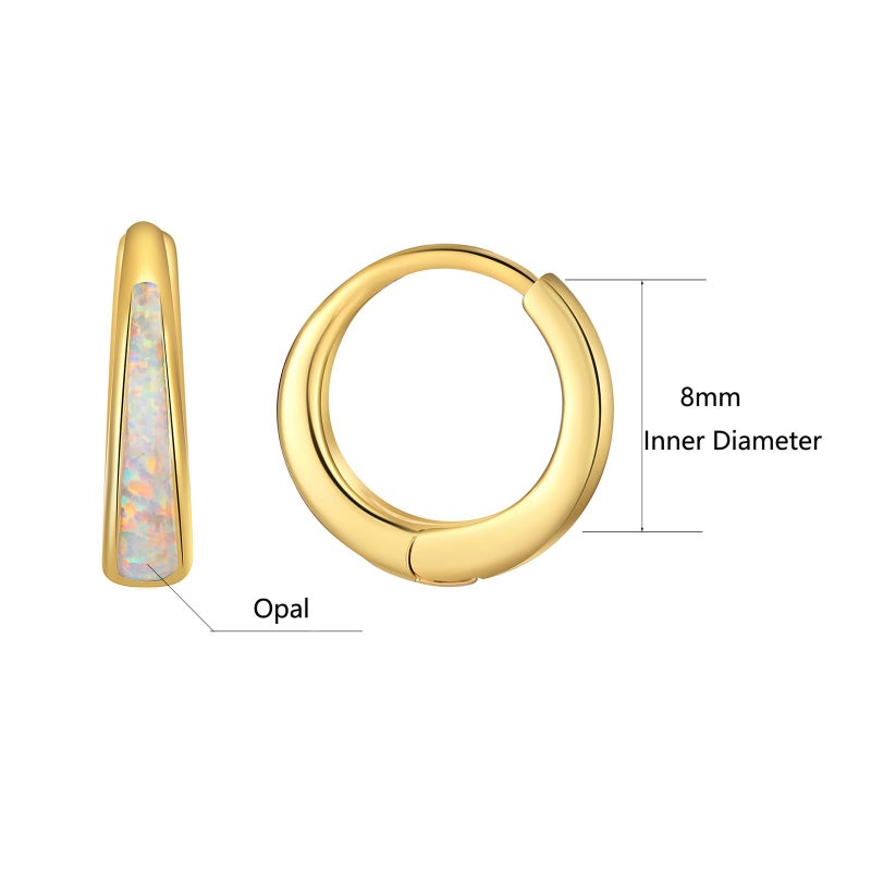 Jacruces Opal Huggie Earrings for Women Trendy 14k Gold Plated Huggie Hoop Earrings Small Silver Earring Opal Jewelry Birthday Gifts for Women Mom Her - Image 2