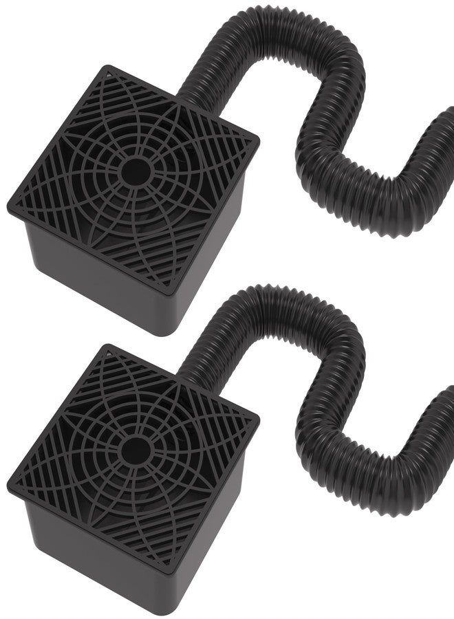 YOTODY 2 Pack Gutter Downspout Extensions,Catch Basin Low Profile Downspout Extender | No Deep Dig Catch Basin, Flexible Pipe Extension to 5.1ft, Protect House Foundation - Image 1