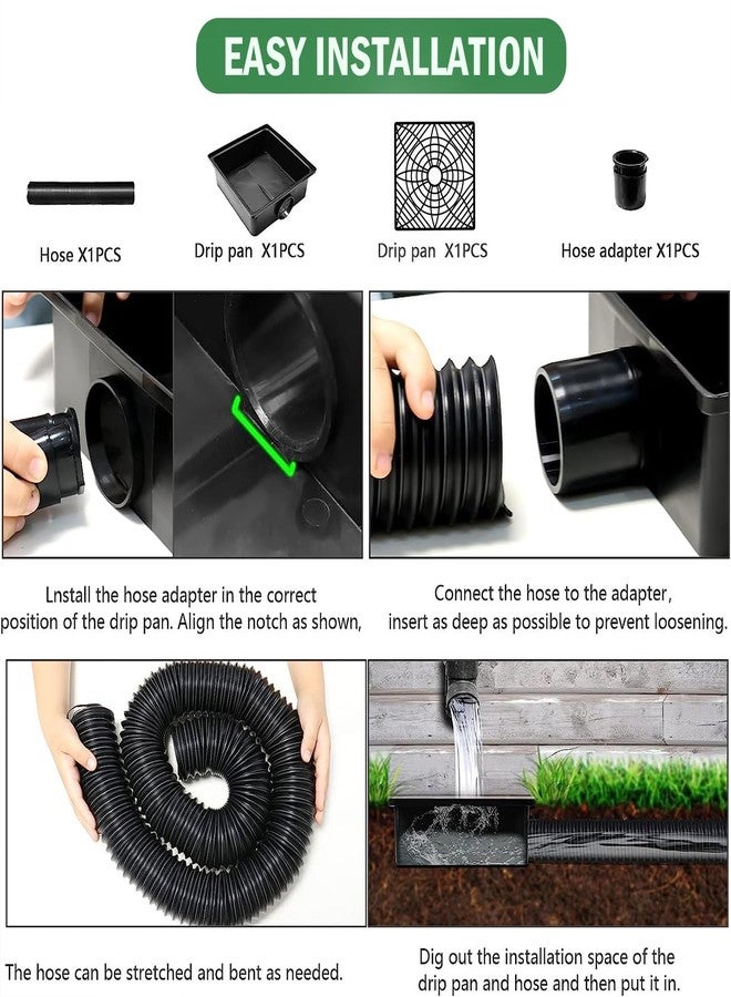 YOTODY 2 Pack Gutter Downspout Extensions,Catch Basin Low Profile Downspout Extender | No Deep Dig Catch Basin, Flexible Pipe Extension to 5.1ft, Protect House Foundation - Image 3